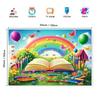 Rainbow Book & Crayons Kids Tapestry, Colorful Butterfly Floral Wall Hanging