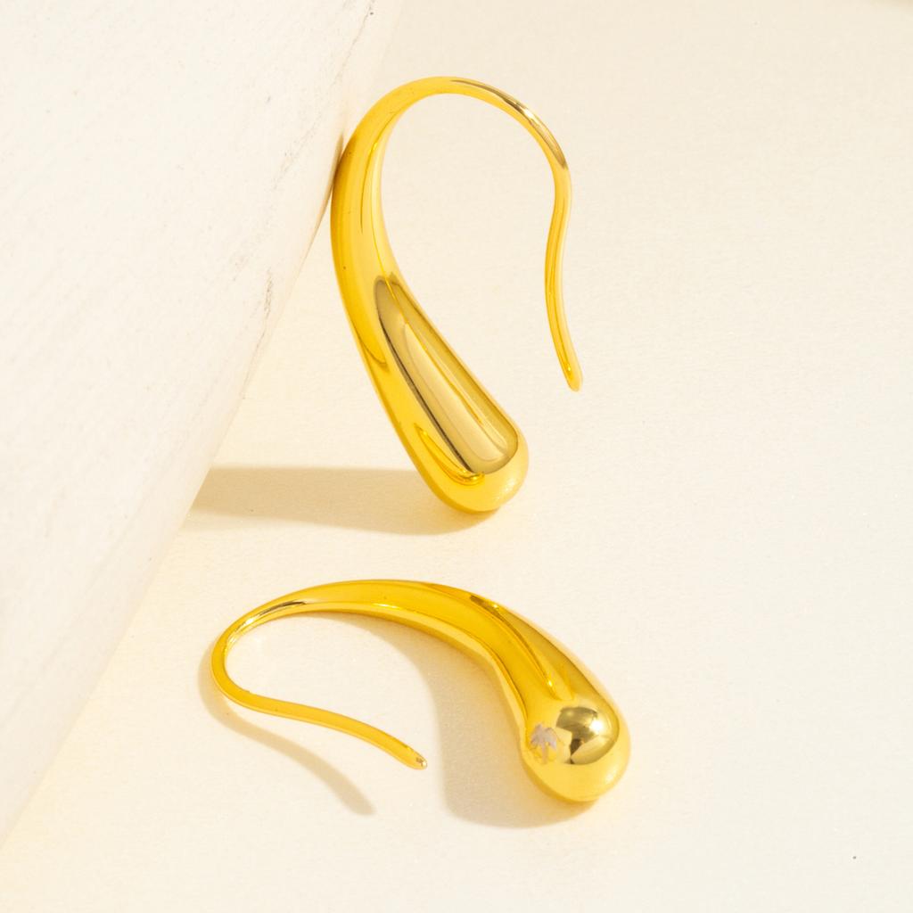 Women's Classic Teardrop Earrings - Lightweight Small Fish Hook Back, 18K Gold Plated Stainless Steel, Hypoallergenic Everyday Gold Jewelry