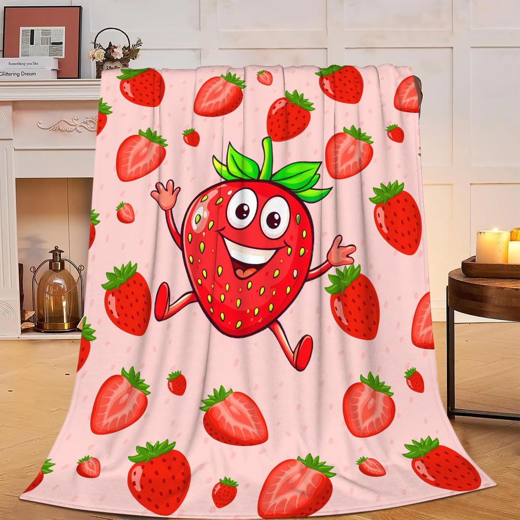 Strawberry Pattern Collection digital-printed polyester Bedroom velvet flannel cover blanket Fleece sofa cover blankets for beds