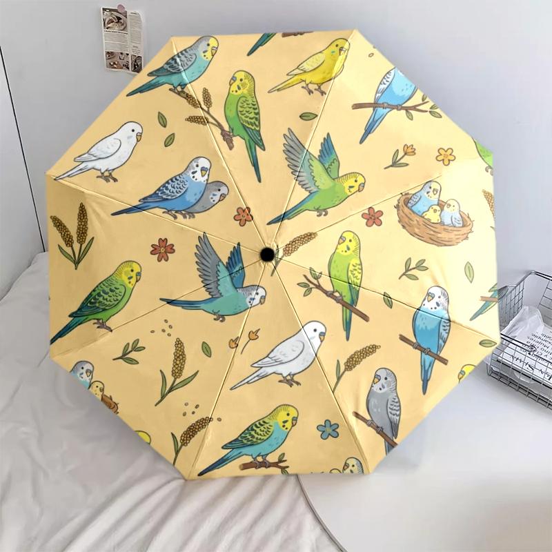 1 PC Automatic Folding Umbrella - Cute Parrot Pattern, Portable & Foldable Design with 8 Ribs, Christmas Birthday Gifts