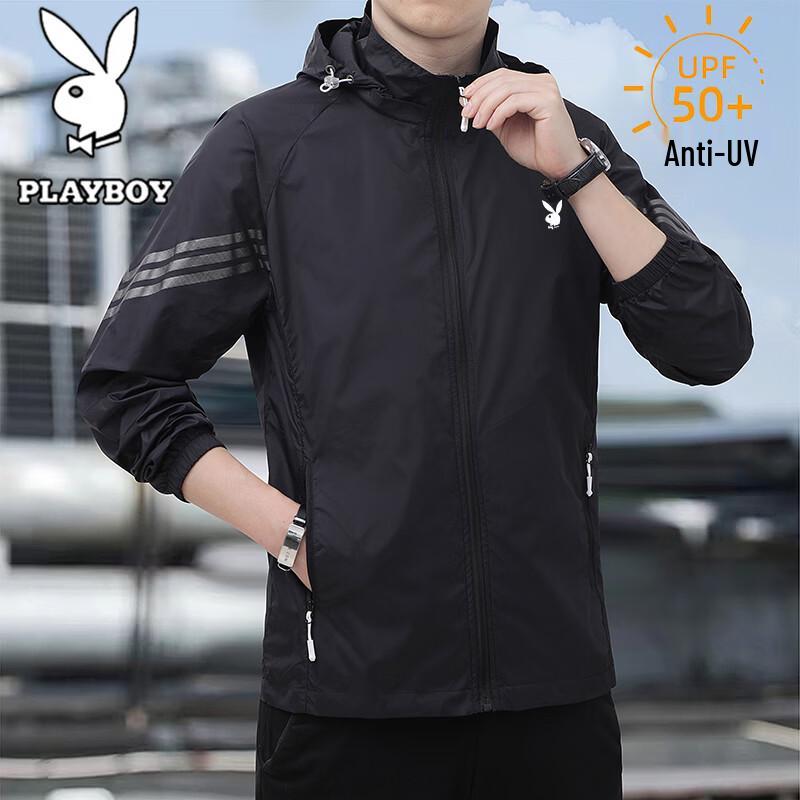 Мужская куртка PLAYBOY с защитой от солнца Ice-Cool со съемным капюшоном L чёрный