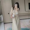 Vintage French Puff Sleeve Midi Dresses for Women Party Korean Sequins Dress Elegant Fairy Wedding Female Clothes Autumn 2024