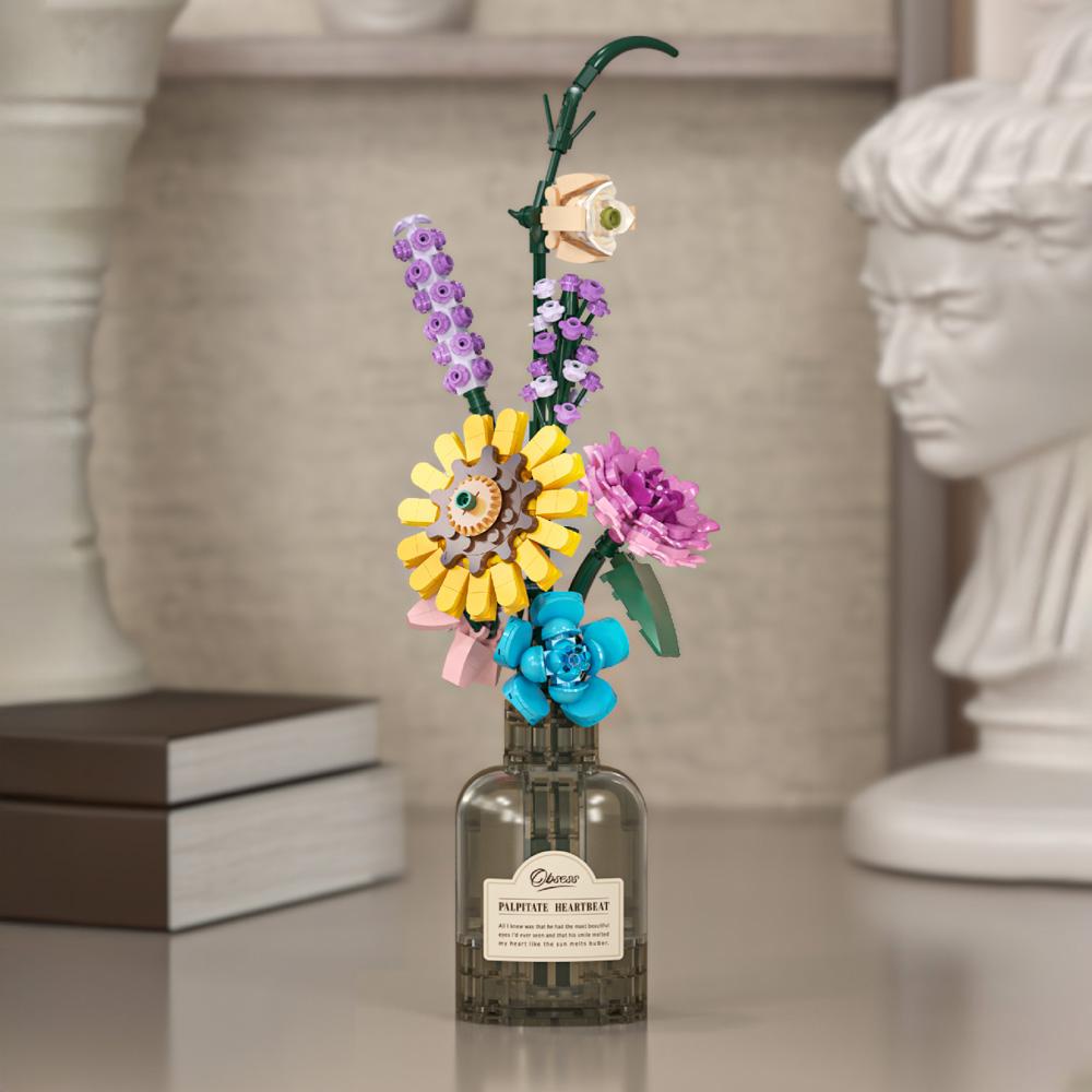 

Наборы для сборки цветов из мини-кирпичиков, DIY Уникальное украшение для дома, Ботаническая коллекция для пар, женщин, жены на День святого Валентина