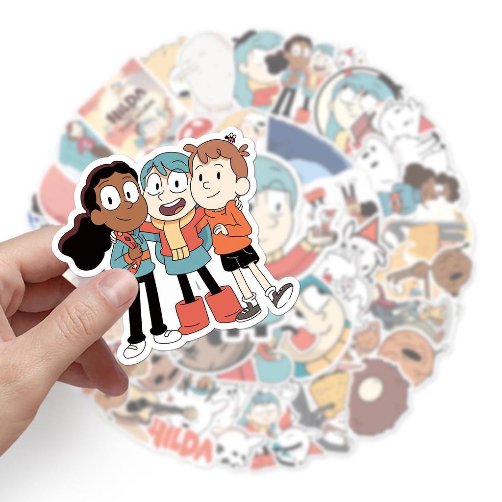 50 Hilda Graffiti Cartoon Animation Stickers for Water Cups, Skateboards, Luggage