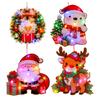 Yousheng 4Pcs/Set Christmas Ornament Set Santa Claus Reindeer Bear Wreath Shape Festive LED Ornament Set Holiday Decoration