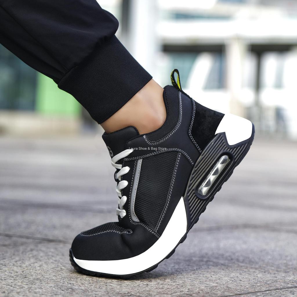Fashion Air Cushion Men Safety Shoes Steel Toe Work Shoes Puncture Proof Sneaker for Worker Man Work Safety Boots Breathable Industrial