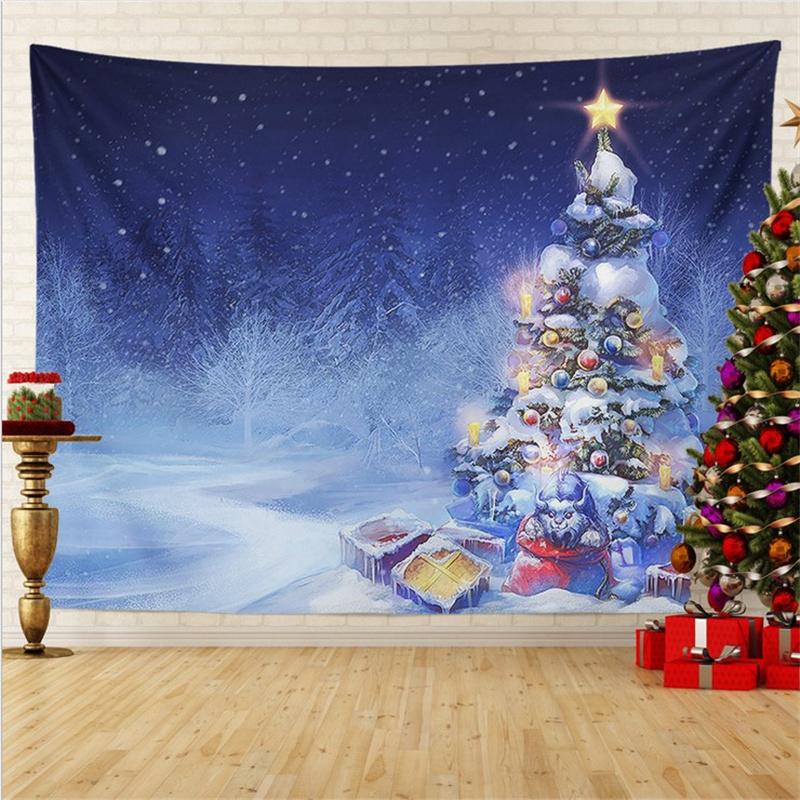 Frohe Weihnachten Weihnachtsfeier Dekoration Druckmuster Wandteppich Zuhause Wohnzimmer Schlafzimmer Wanddekoration Polyester Wandteppich