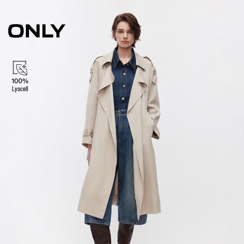 ONLY 2026 Spring Lyocell Loose Fit Tie-Belt Trench Coat M