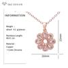 Fashion Elegant Rose Gold Color Flowers Cubic Zirconia Pendant Necklace For Women Romantic Jewelry Gift