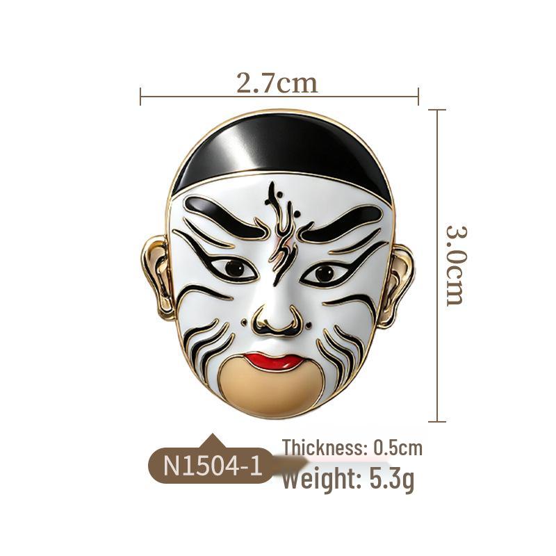 Peking Opera Metal Brooch: Chinese Style Face Painting Accessory for Men and Women