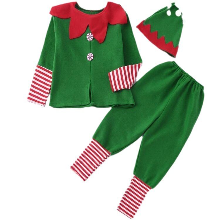 Children Adults Christmas Elf Costumes, Santa Claus Costume Sets, Green Elves, Halloween Cosplay Products