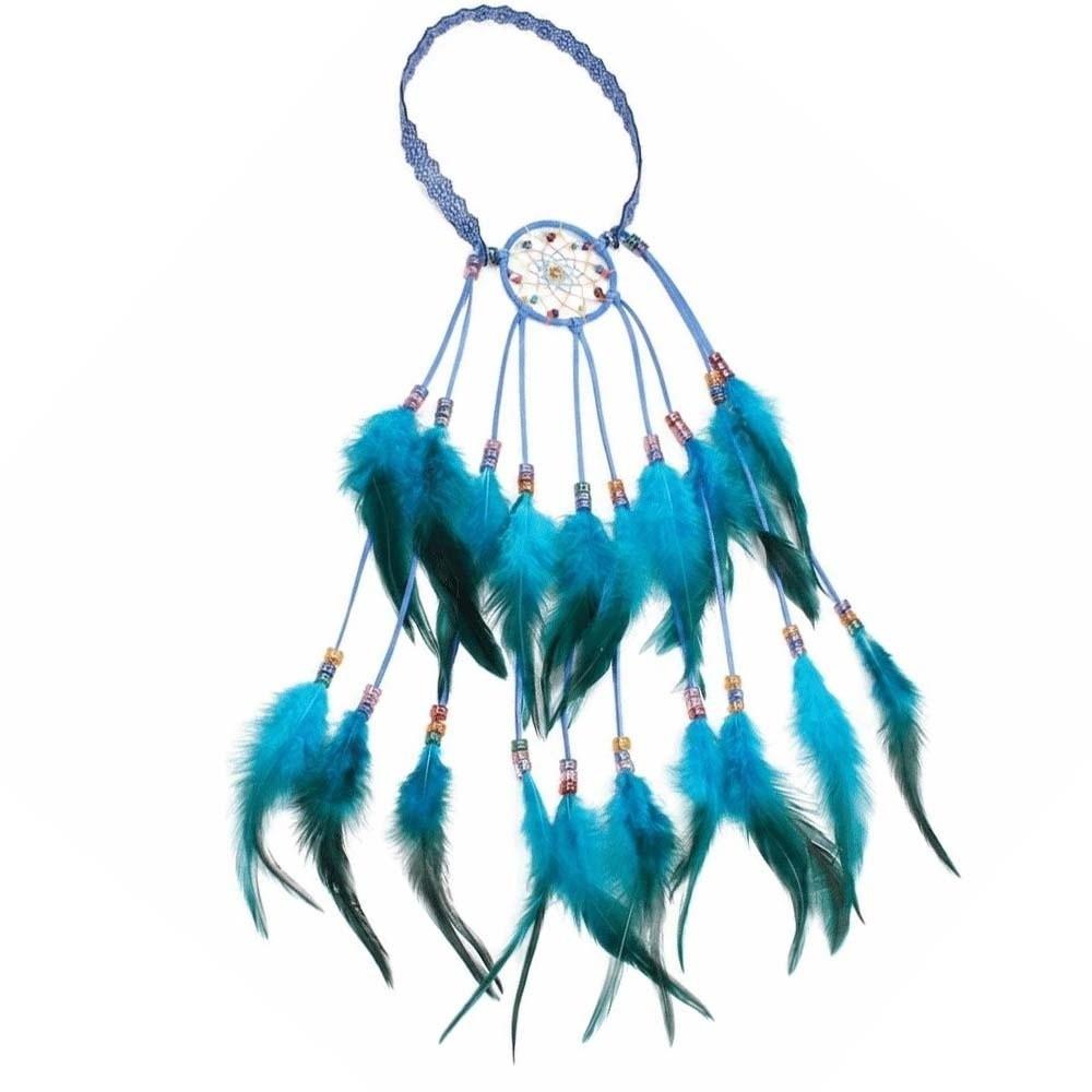 

Intricate Crochet Band Boho Tassel Headpiece Tribal Feather Hair Extensions Boho-themed Photoshoot