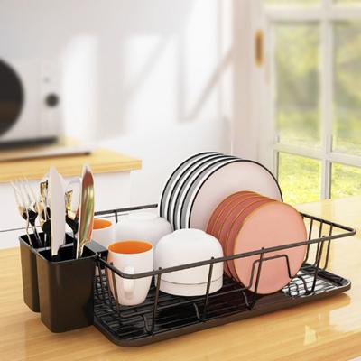 Dish Drainage Rack Hollow Draining High Fence Stainless Dinnerware Drainer Organizer Portable Chopsticks Spoon Holder Kitchen Space Saving Bowl Plate