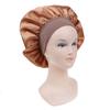 58Cm Solid Color Women Satin Bonnet Cap Night Sleep Hat Adjust Shower Caps