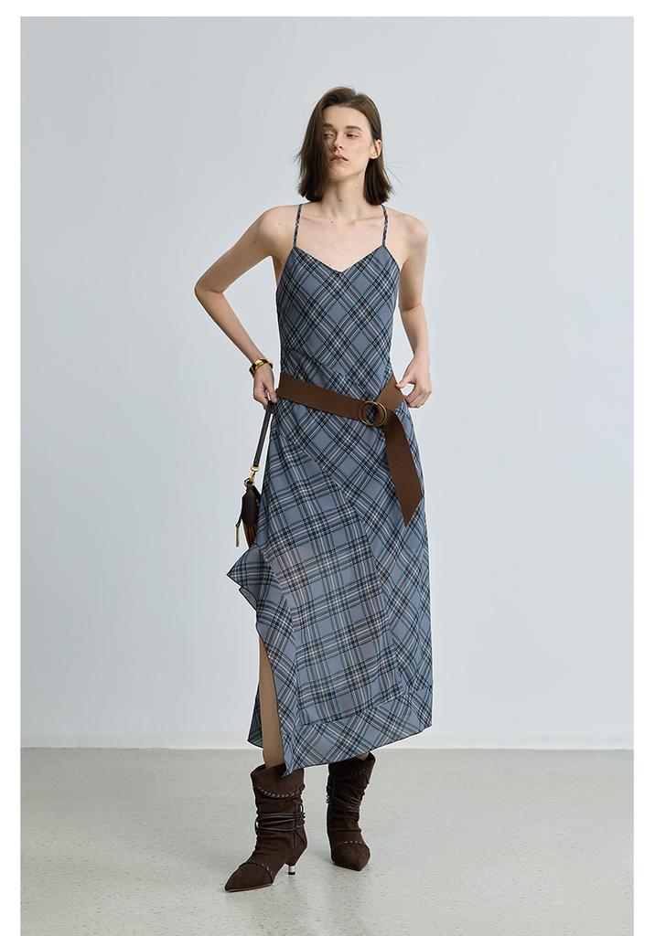 LILY plaid V-neck camisole dress