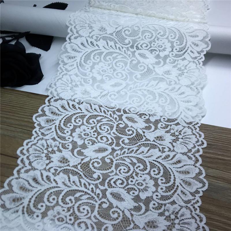 

(3 цвета) Кружево швейное спандекс, эластичное отделочное кружево для нижнего белья, бюстгальтера, нижнего белья, платья, домашнего декора, DIY рукоделия 1 meter x 20 cm белый