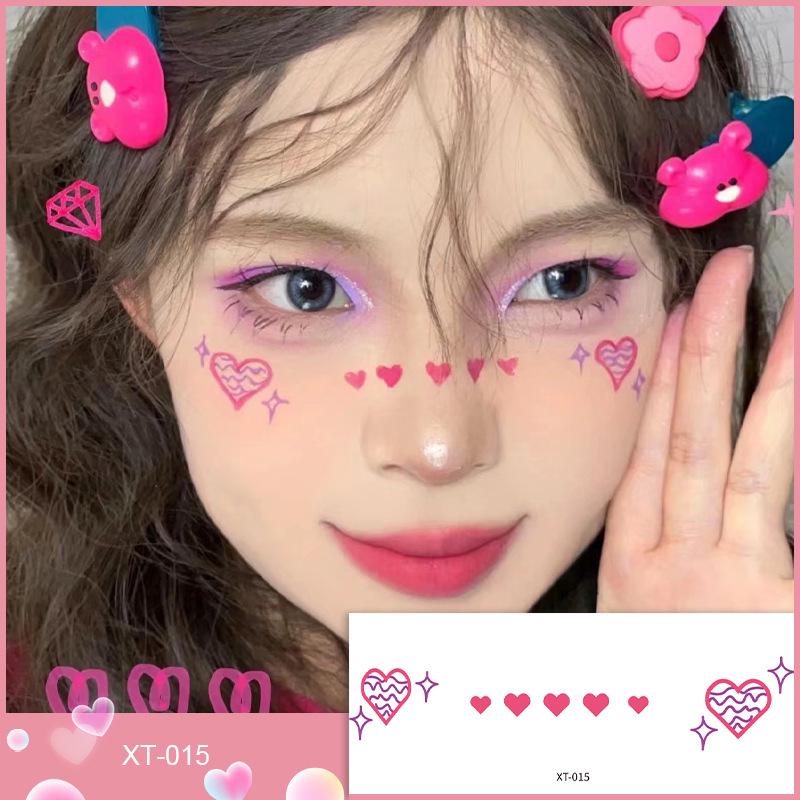 Cute Heart Face Stickers for Valentine's & New Year - Temporary Tattoos for Kids' Makeup & Stage Performances