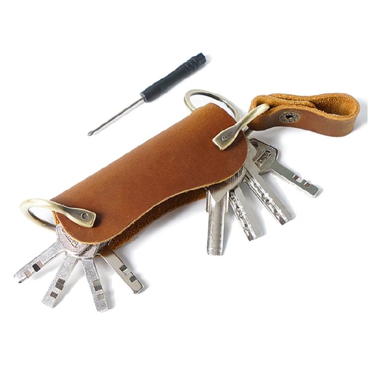 Bolsa de almacenamiento para llaves hecha a mano, portallaves para llaves de coche de cuero PU, llavero de gran capacidad