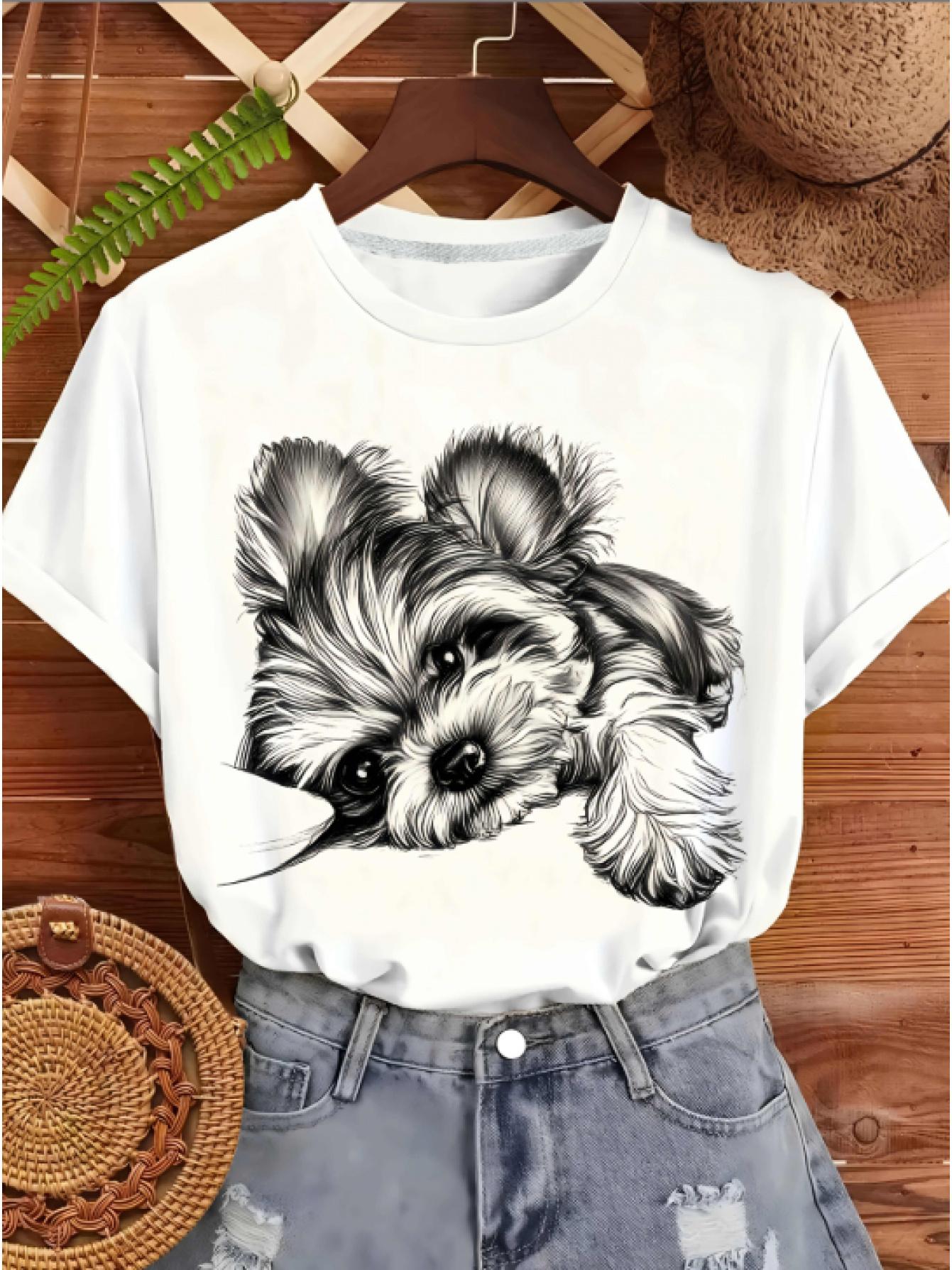 

Short-Sleeved T-Shirt for Women Featuring a Charming Artistic Sketch of a Yorkshire Dog. Designed with a Relaxed Fit S дубильна кора