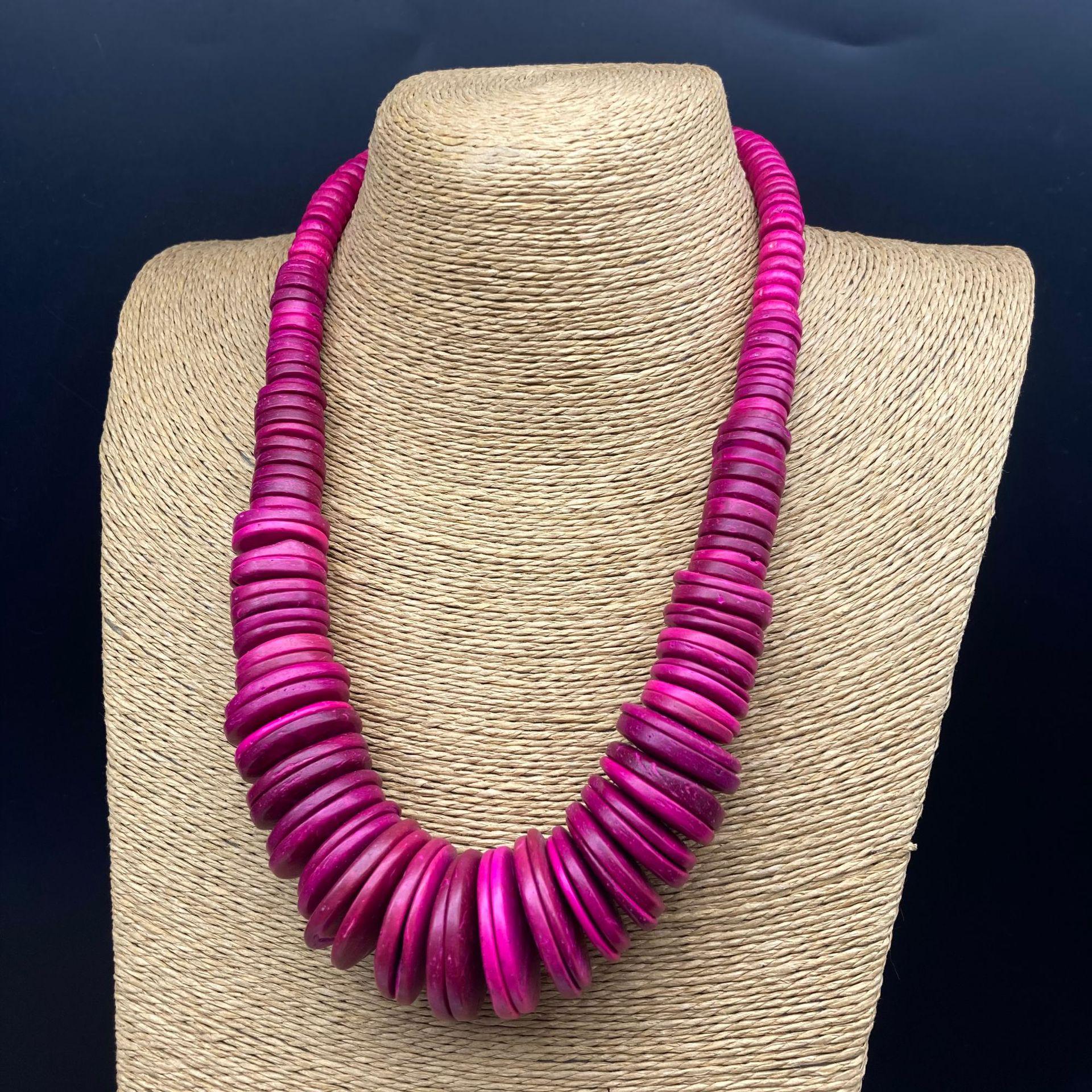 European Retro Geometric Coconut Shell Beaded Bohemian Necklace