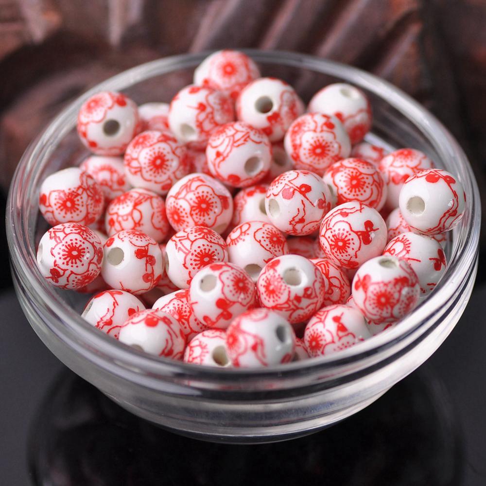 

20 шт. Круглые бусины-разделители из керамического фарфора с цветочными узорами, 10 мм, 12 мм, лот для DIY поделок, браслетов, аксессуары для изготовления ювелирных изделий 10mm-20pcs