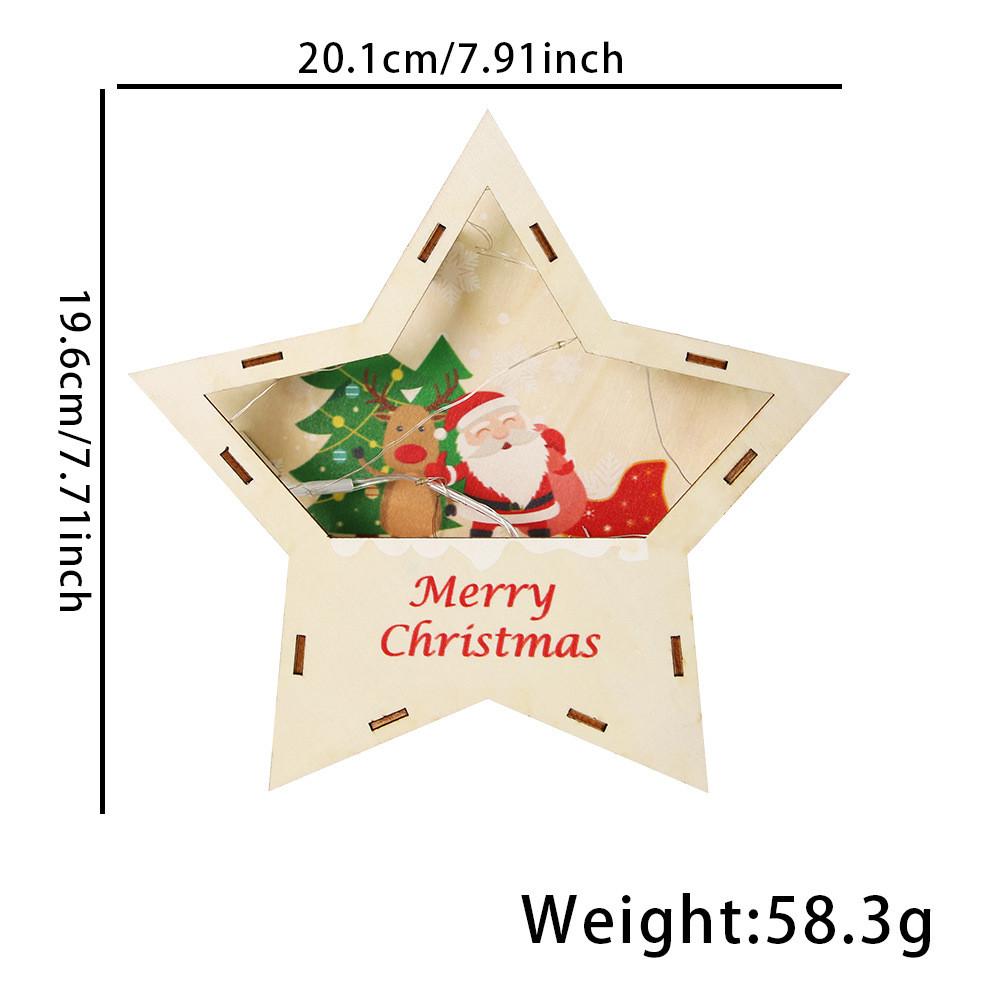 Festive Wooden Star Led Lighted Christmas Decoration For Kids With Charming Designs