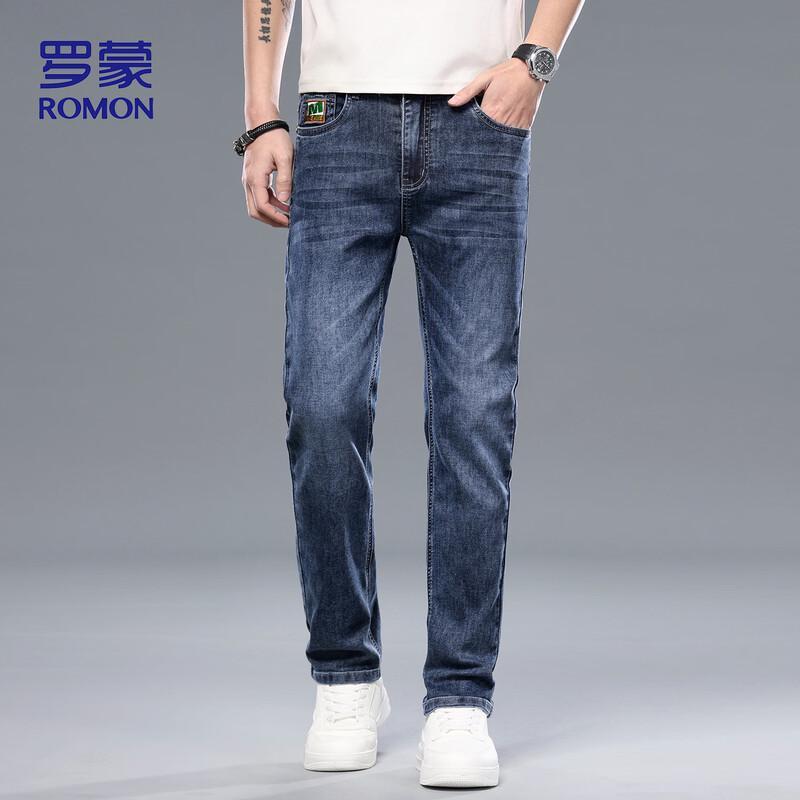ROMON Men's 6602 Ice Silk Straight-Leg Jeans
