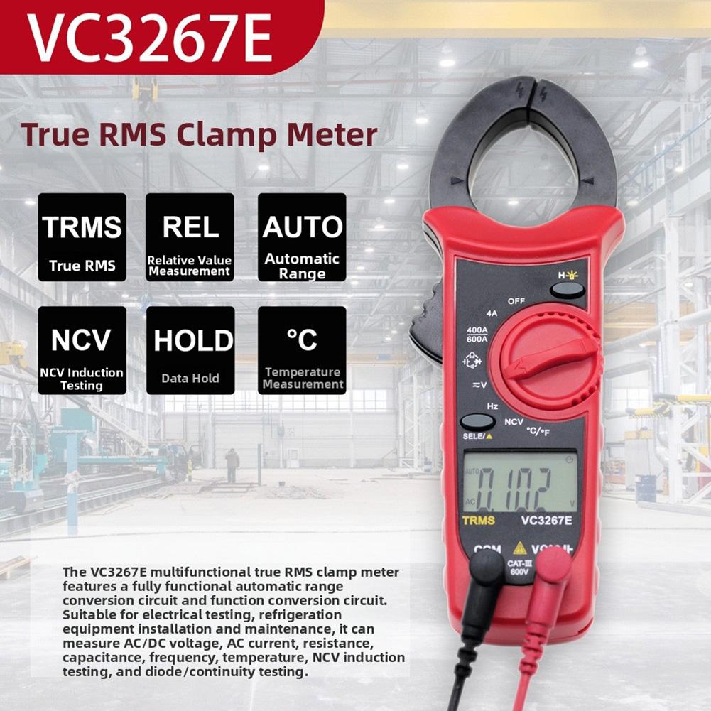 

True RMS Clamp Meter VC3267E Featuring Auto Range NCV Detection Temperature Sensing and High Brightness Backlight China Mainland