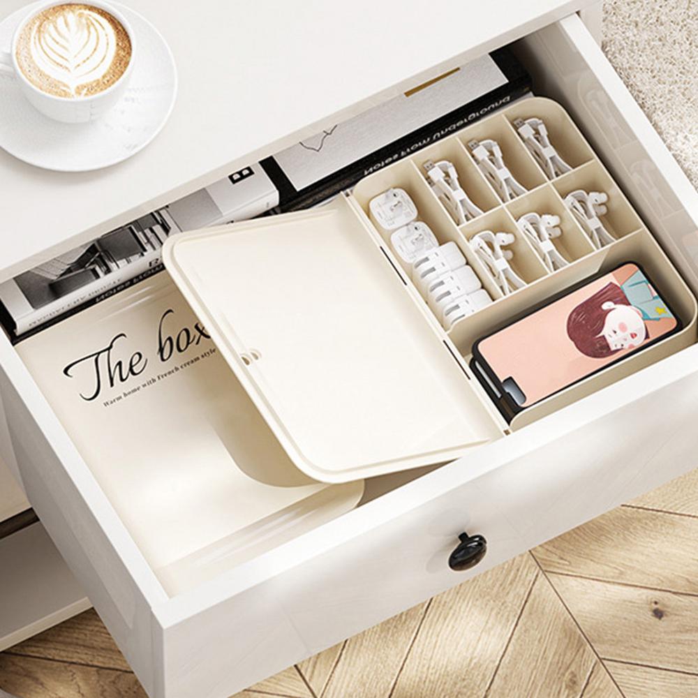 Charger Cable Cord Storage Box Box Charge Cable Management Sorter Desk Drawer Accessories Space-Saving For Underwear Socks