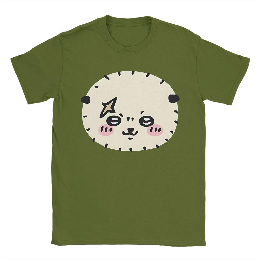 Funny Chiikawas Rakko TShirts Men Round Neck Cotton T Shirts  Short Sleeve Tees Unique Tops