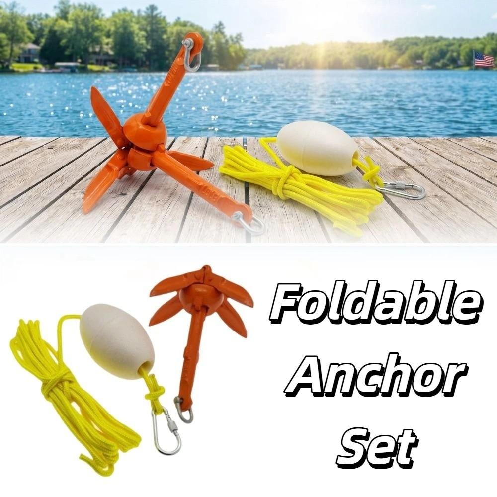Folding Design Marine Kayak Anchor Kit Aluminum Zinc Zinc Alloy Kayak Anchor Rope Kit  Canoe
