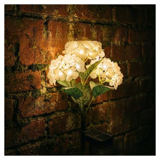 Solar Hydrangea Light Solar Powered Garden Light Outdoor LED Flower Light with Stake for Pathway Patio Yard Decoration