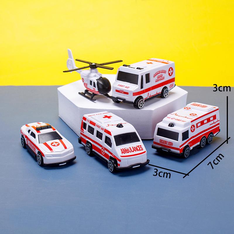 5PCS Cartoon Mini Plastic Military Engineering Skid Row Car Toy Ambulance/Fire Engine/Engineering/Military Vehicle Series