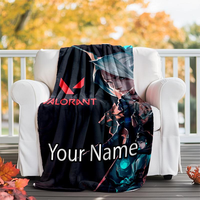 Custom Name Valorant Theme Printed Blanket - Perfect for Couch, Bed, Travel & Outdoor Use | Machine Washable, Cozy & Durable.