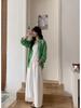 Ting Lan White Cow Elastic Loose Wide-Leg Slimming Casual Nine-Point Pants