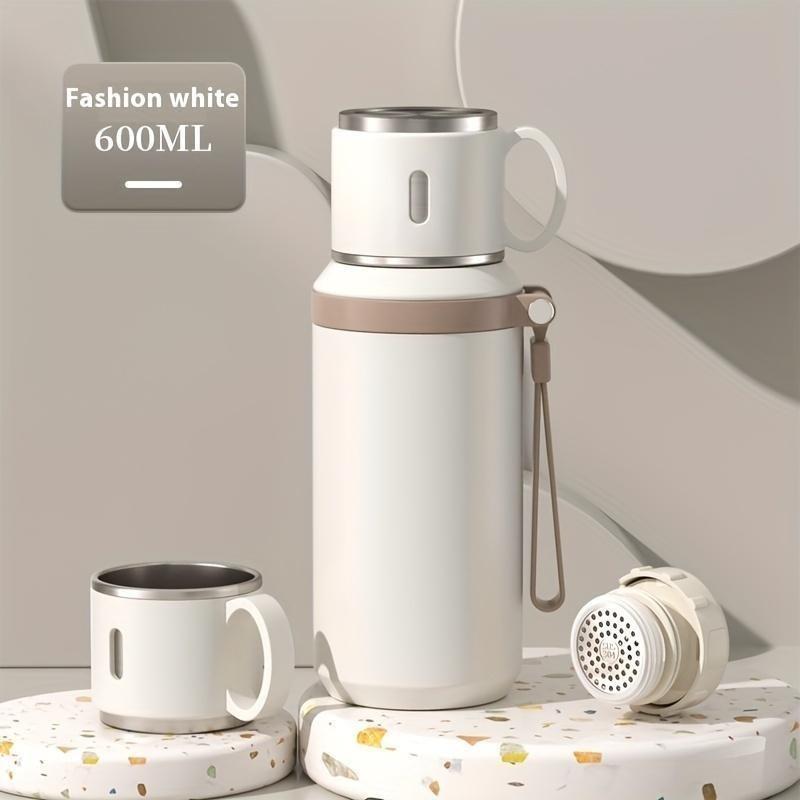 600ml Sport-Thermosflasche 316 Edelstahl Isolierte Thermoskanne Auslaufsicher mit Klappdeckel für Fitnessstudio, Radfahren, Wandern