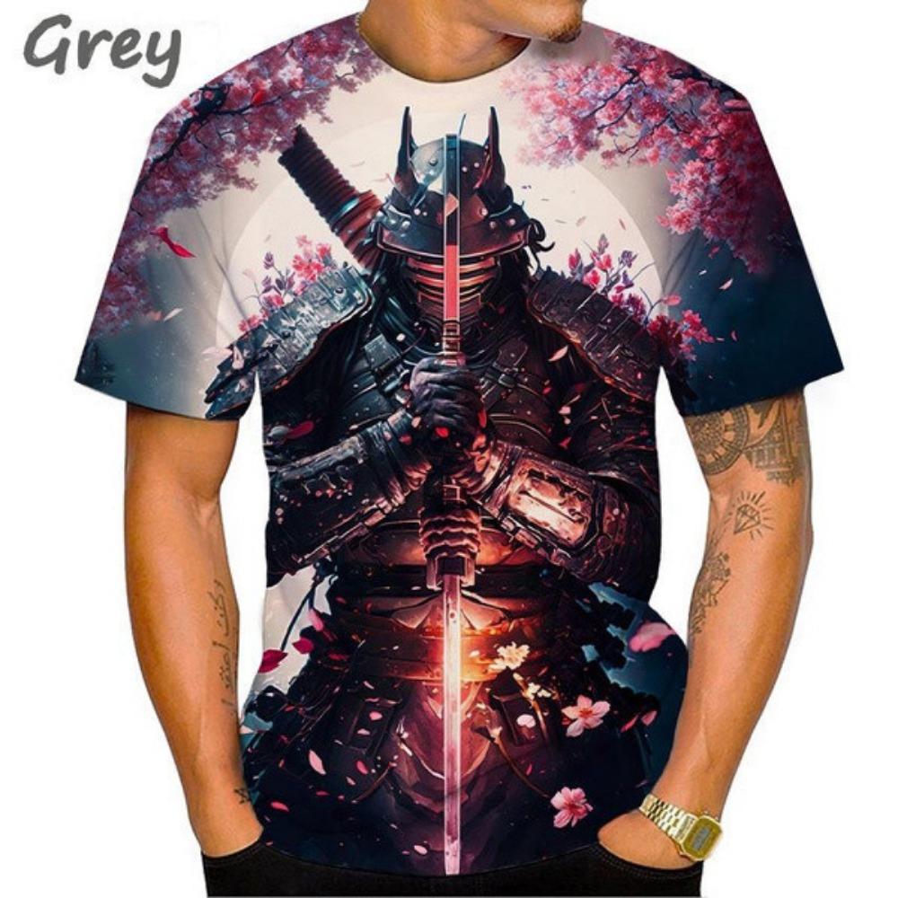

Японский Самурай 3 принт, футболка с японскими доспехами, шея ниндзя, круглый вырез, короткий рукав, цвет сакуры, мужские и женские мечи. 6XL