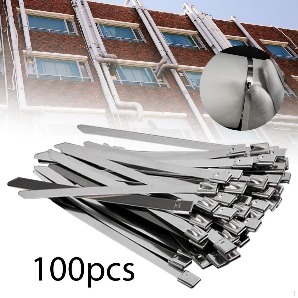 100 Pieces Metal Zip Ties Self Locking Easy Installation Fixed Fasteners Cable Binding Tools