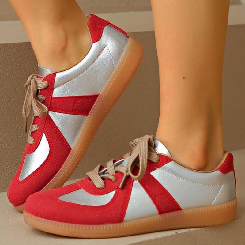Fashion Casual Mixed Color Sneakers for Women Spring Autumn 2025 All-Match Lace Up Flats Woman Non-Slip Plus Size 35- 44 Shoes Female