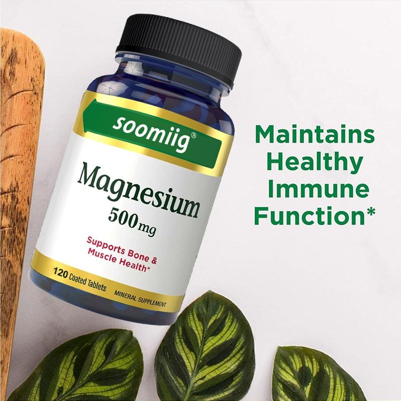 Soomiig Magnesium Supplement 500mg (as Magnesium Oxide), High Potency Mineral Supplement, 120 Caps