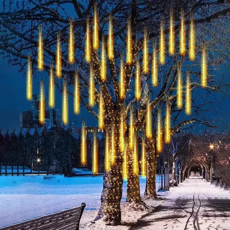 LED Meteor Shower Lights 2PC Outdoor Waterproof Fairy Garland String Light For Christmas Holiday Party Garden Decor 30/50CM Lamp
