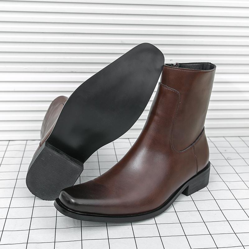 Fashion Brand Chelsea Men's Boots Men Comfortable Side Zipper High Top Boot Outdoor Classic Fashion British Style Pointed Knight Boots