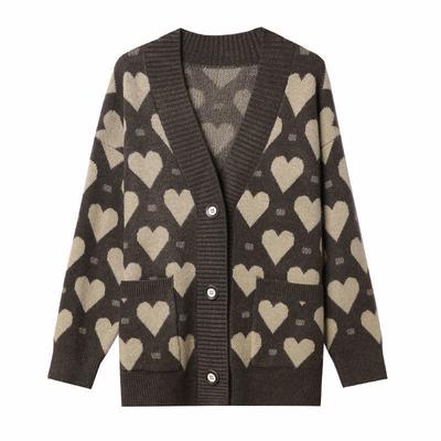 Women's Knitted Cardigan Sweater Plus Size Loose Print Knitted Sweater Jacket Fall Winter Thick Knit Jacket Outwear