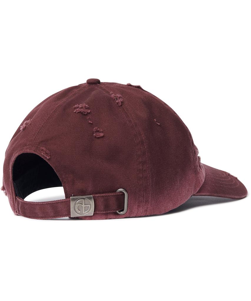 Nomaenyueol Destroyed Ball Cap - Washed Burgundy