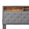 Upholstered Bed Double Bed Storage Headboard Bed with LED Lighting Bed Frame Slatted Frame made of Wood,140*200CM Grey (With Mattress)