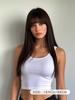 Wearing a Long Straight Hair Wig with Bangs and a Brown Synthetic Wig Suitable for Women's Daily Use and Office Wear