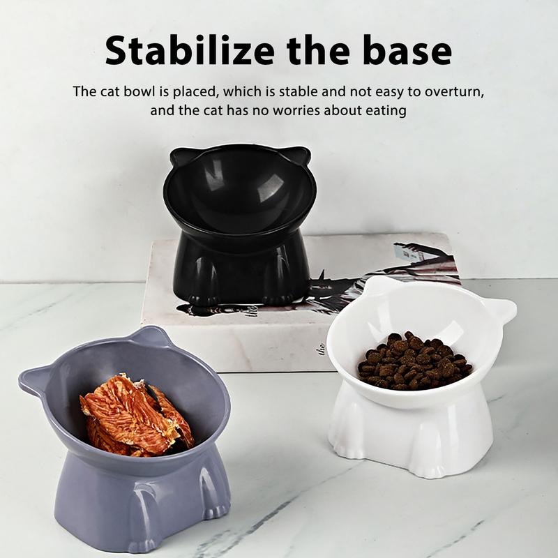 High Foot Pet Bowl Raised Tilted Cat Bowl Washable Plastic Combination Anti Tipping Drinking Water Non Slip for Cats Dogs