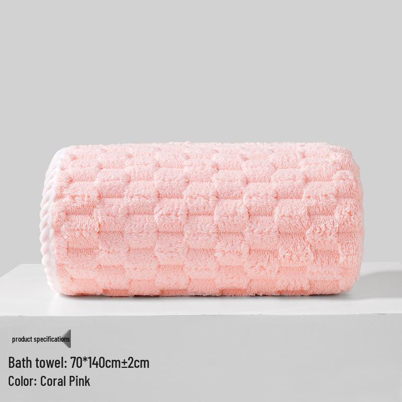 Xiangfengyun Dorge Large Coral Fleece Bath Towel Set - Extra Thick, Soft, and Absorbent (85x150 cm)
