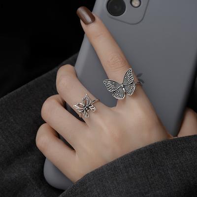 Ladies Adjustable Hollow Out Butterfly Open Rings Jewelry