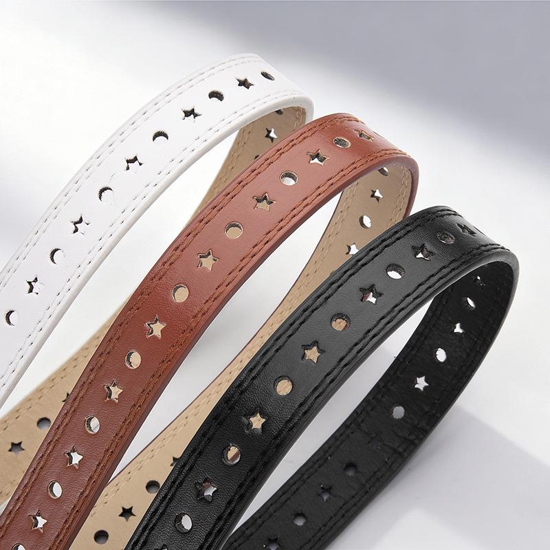 Unisex Kids' Round Buckle Star Hole Denim Belt